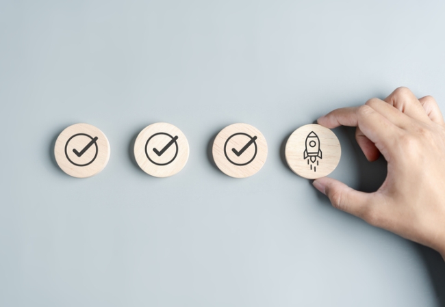 Business checklist step to success objective concept.