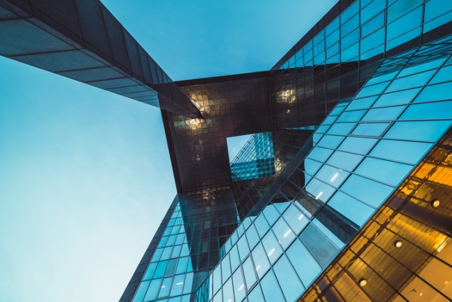 Modern office building detail, London.