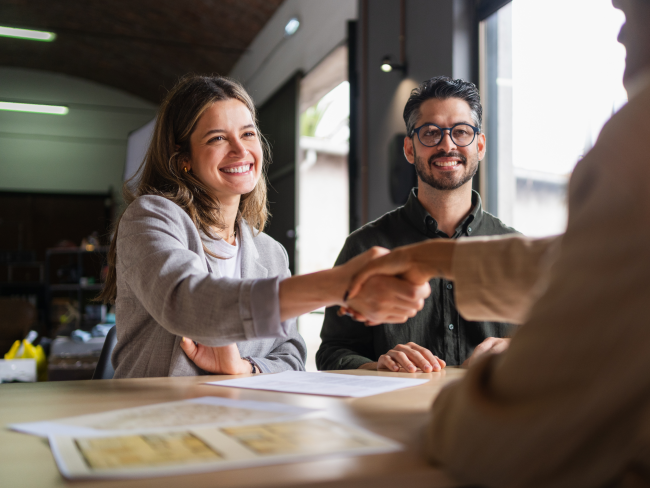 Customer shaking hands