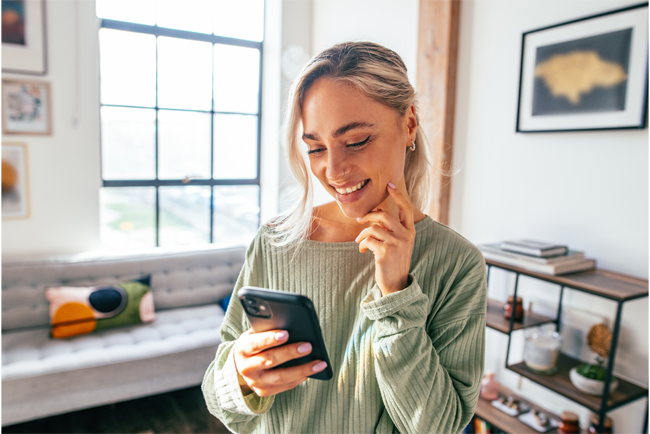 Woman doing mobile banking