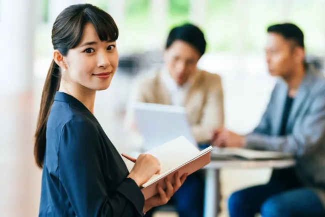 Woman looking directly at camera