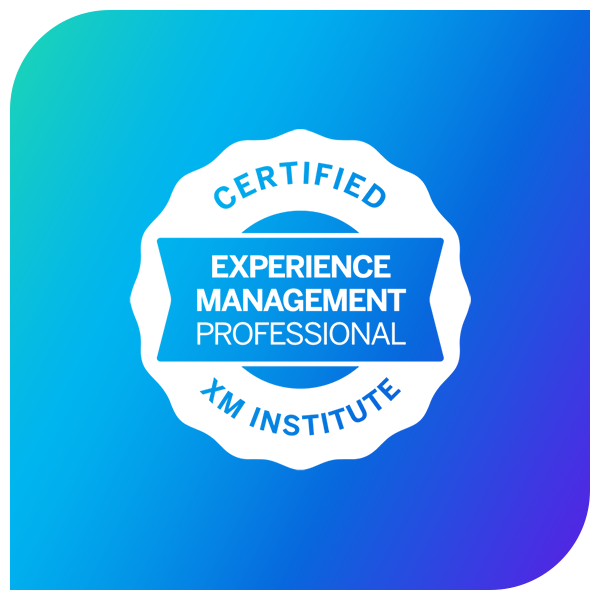 Certified XM professional badge.