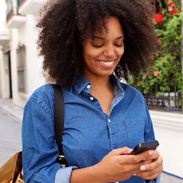 Woman on smart phone part of geofencing campaign