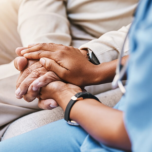 Caregiver consoling patient