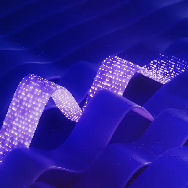 3D Purple waves with dotted lights
