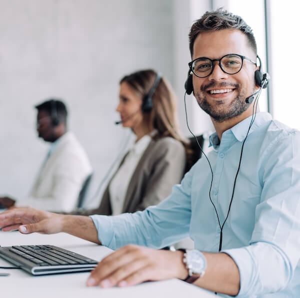 Contact center agent smiling