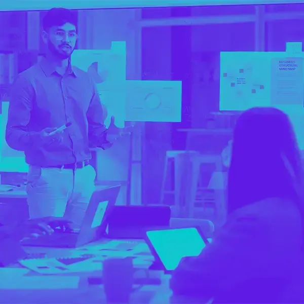 CX team member presenting in front of executive