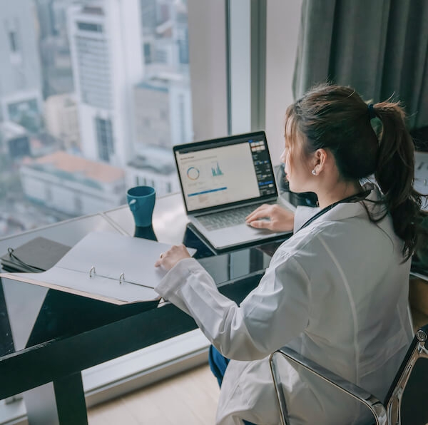 Woman working on data analysis