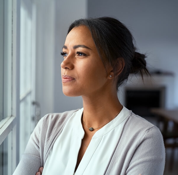 Woman dreading the double barreled question