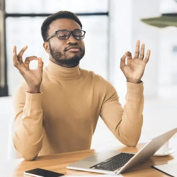 An employee meditating