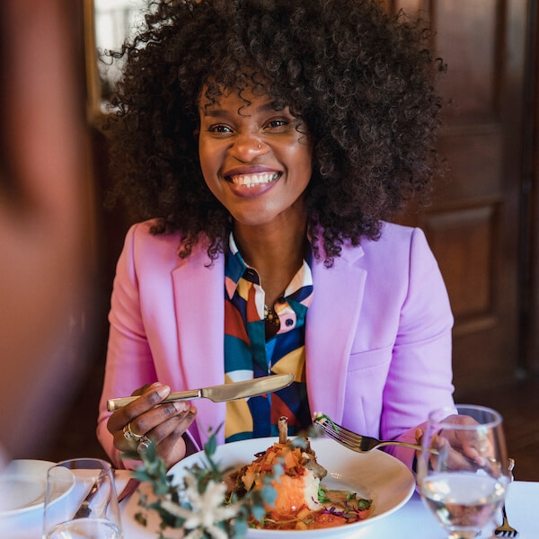 woman enjoying restaurant