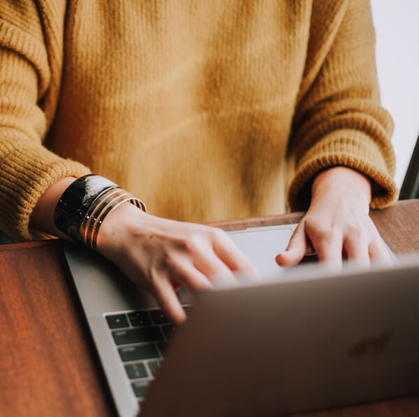 Woman working on a computer