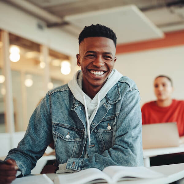 Student smiling at school