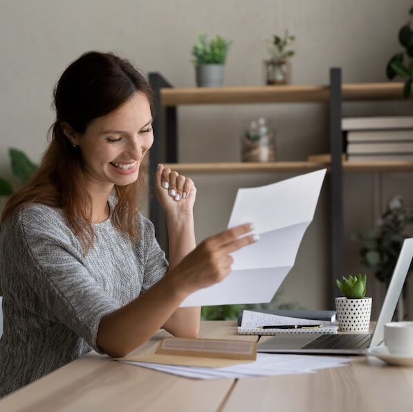 Student reviewing feedback
