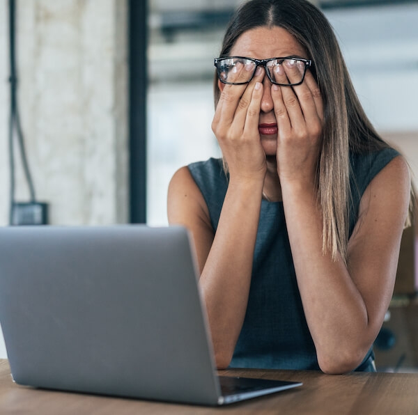 Woman fatigued from computer