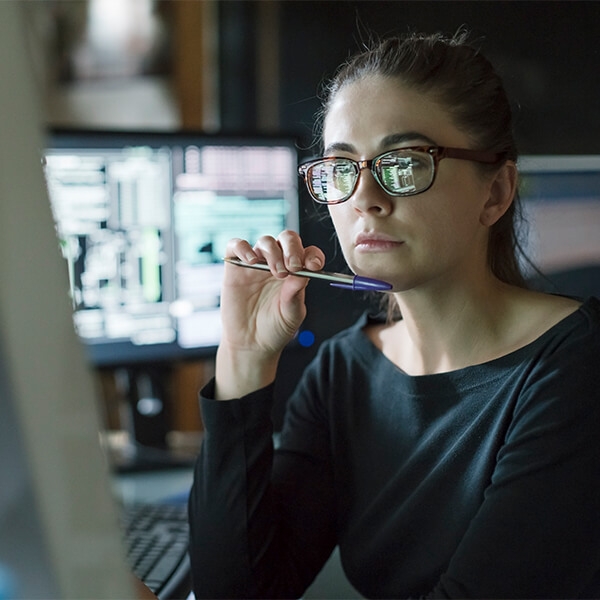 Researcher at her computer