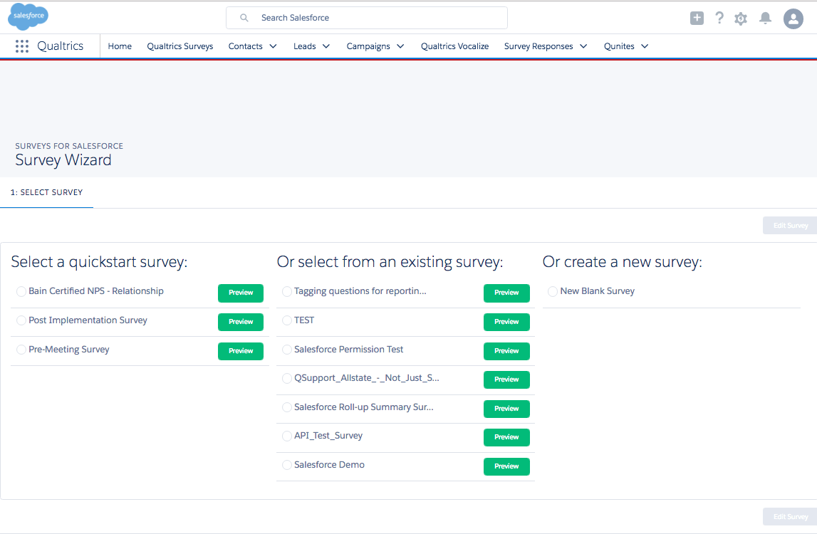Select a survey to send