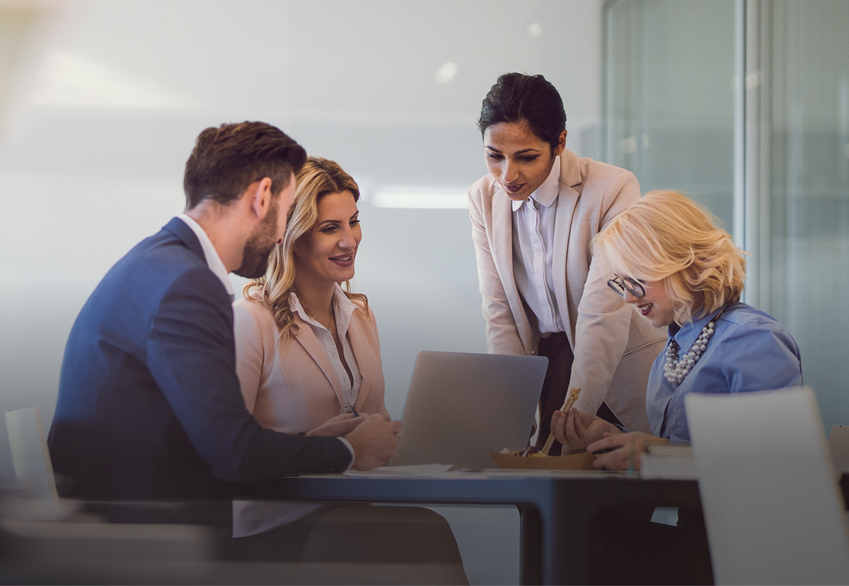 4 people working together.