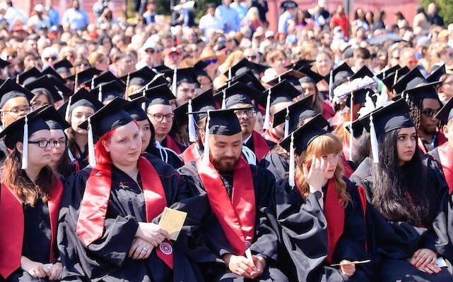 Indiana University students at their graduation ceremony