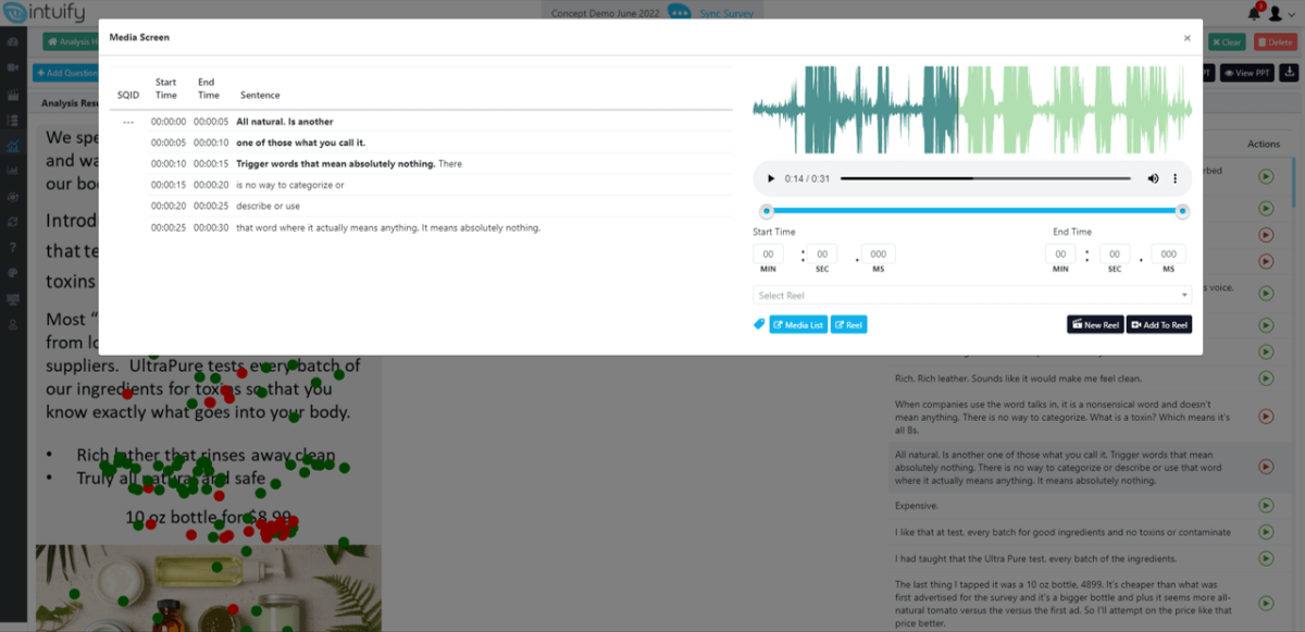 voice feedback for a landing page concept