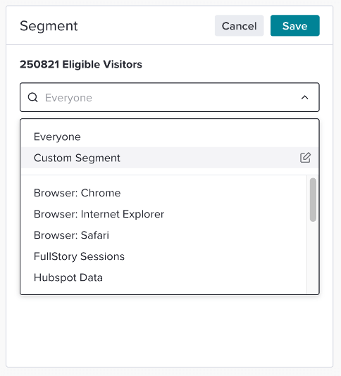 Segment of eligible visitors
