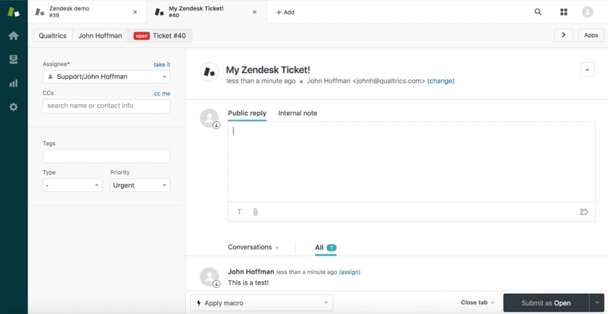 Qualtrics integration with Zendesk