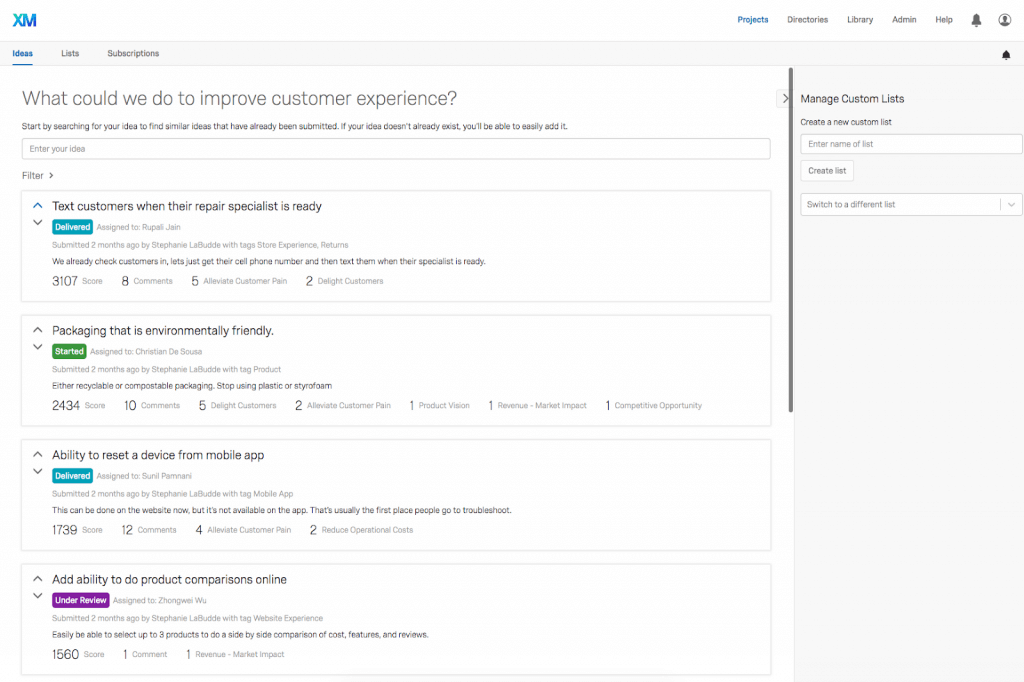 Customer feedback gathered via Frontline Feedback interface