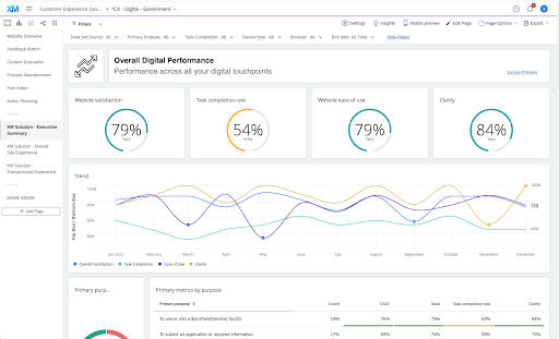Overall Digital Performance dashboard for government