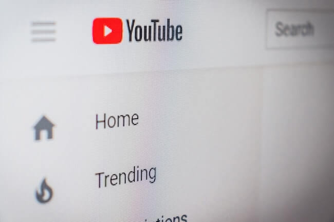 YouTube sidebar menu.