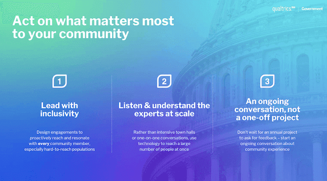 Act on what matters most to your community 3 step visual.
