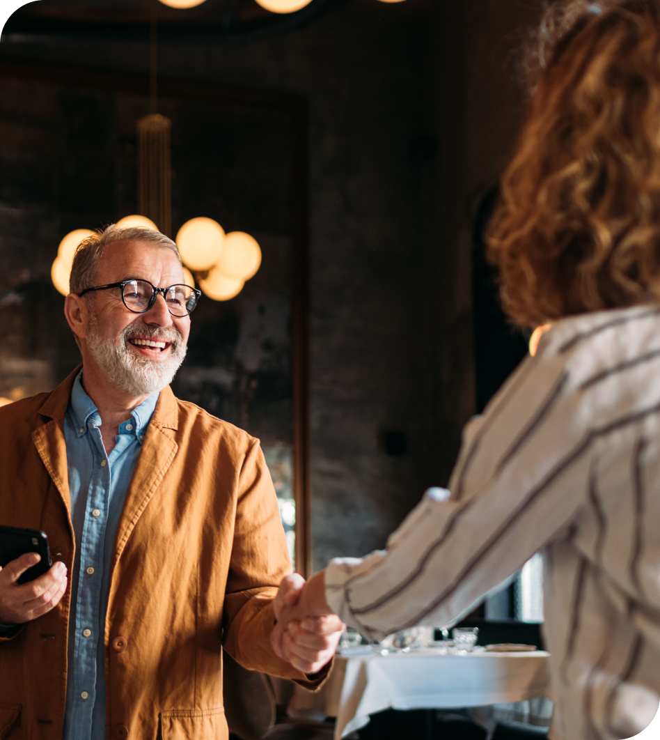 Shaking hands with a customer