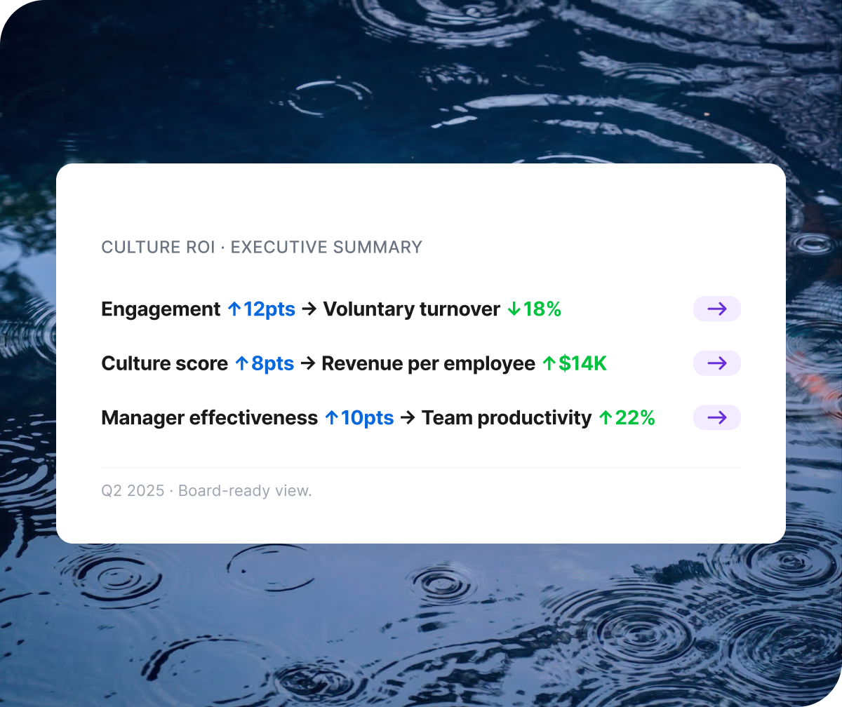 Executive summary of ROI from culture initiative