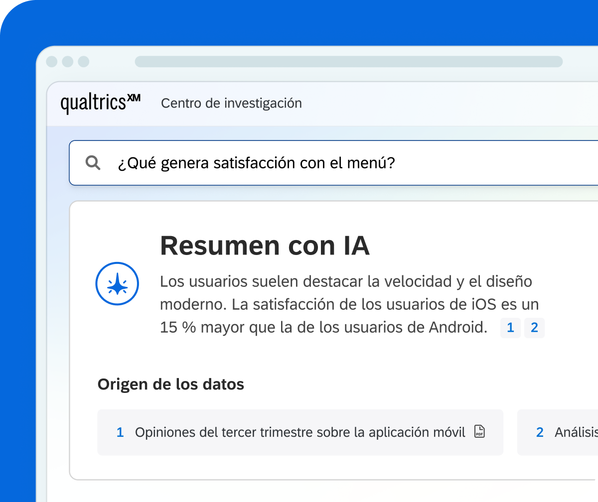 Tarjetas Qualtrics: 142 estudios en biblioteca, 38 nuevos este trimestre, y plantilla seguimiento de marca con metodología y aprobación centralizada.