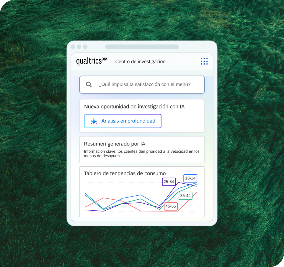 Prueba de usabilidad del Centro de investigación XM de Qualtrics con 18 participantes que muestran tasas de éxito de la tarea del 88 %, 61 % y 43 %, con un punto de fricción detectado.