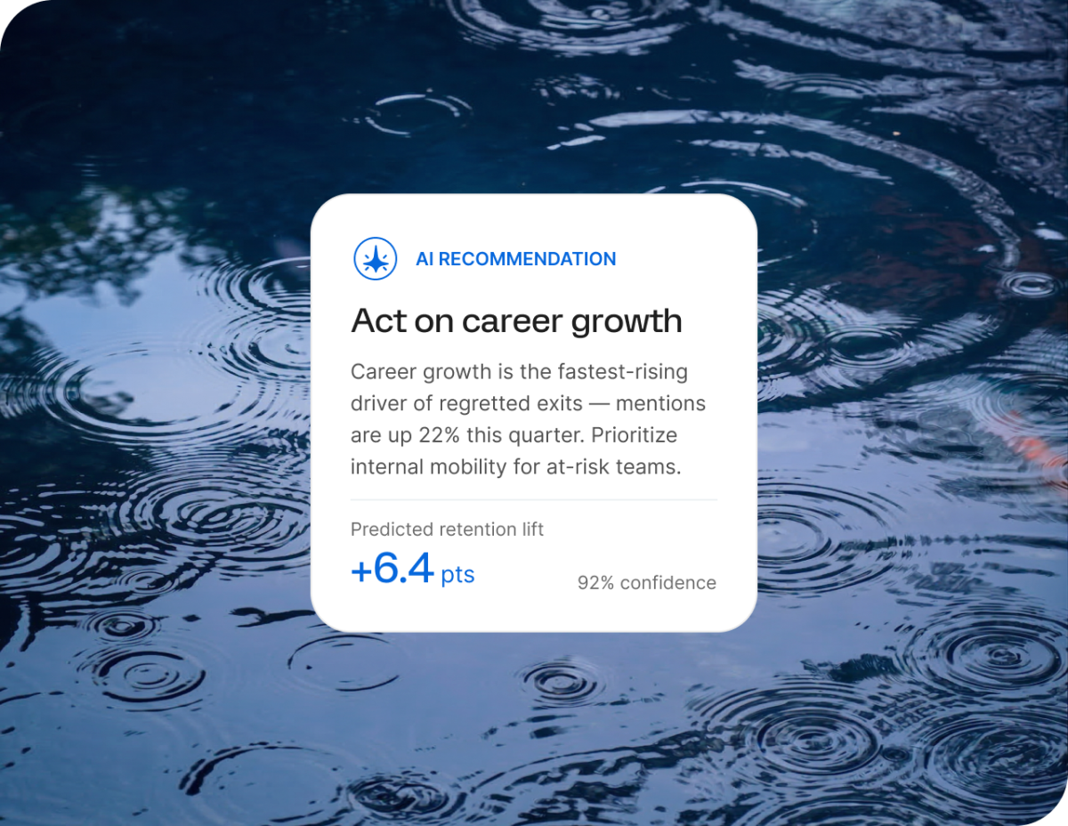 AI recommendation - Act on career growth with 6.4pts retention lift prediction.