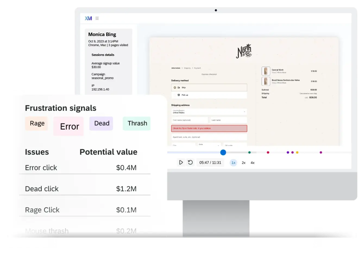 mac computer with data on frustration from customer