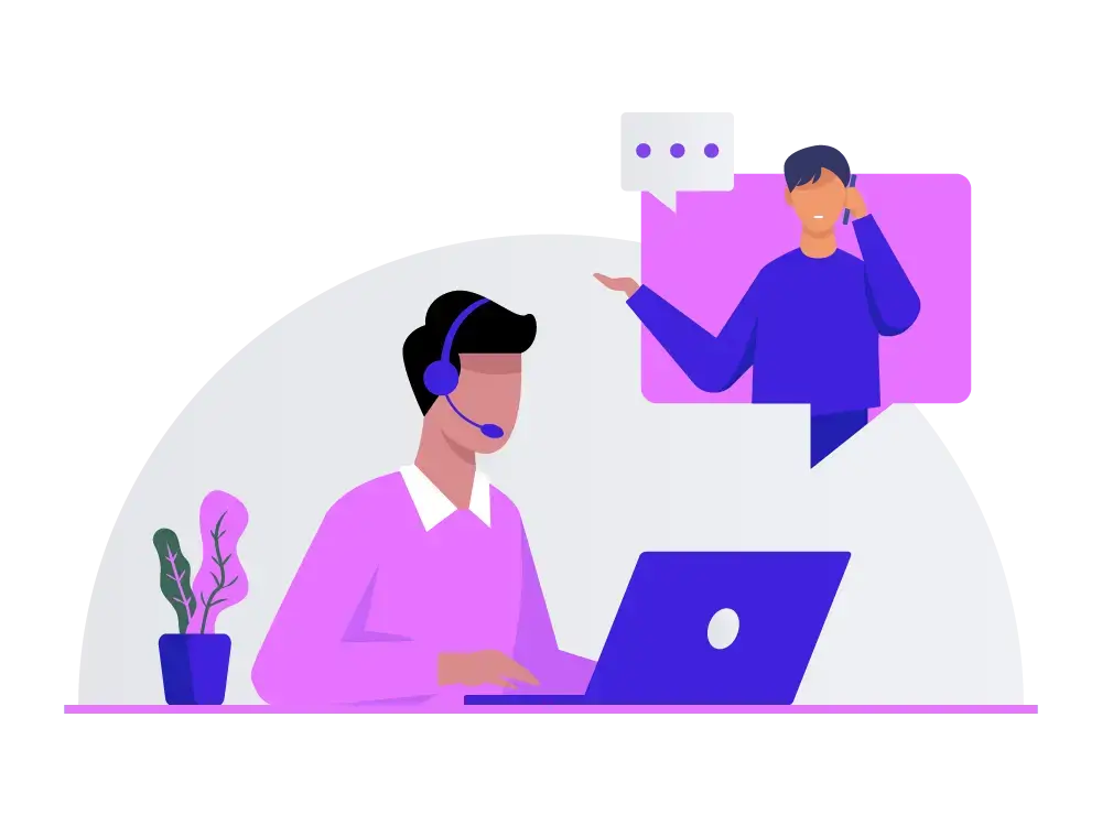 Customer care agent on the phone with a customer