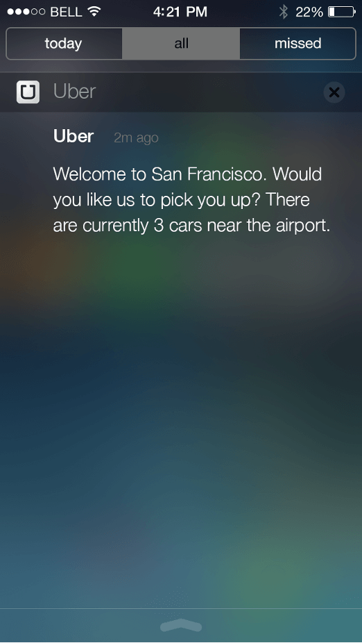 Uber Eats notification on a phone