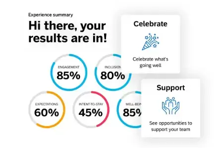 Employee experience performance summary with breakdown by category