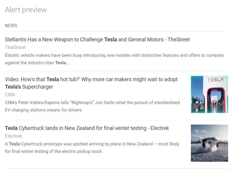 Google alerts example screenshot