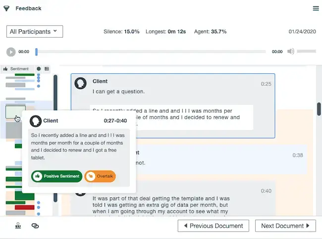 Sentiment analysis of client feedback