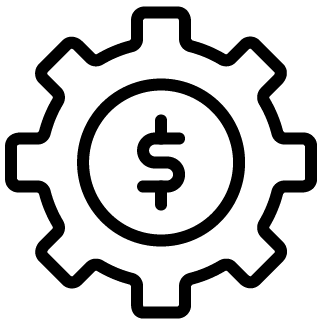 Gear with a dollar sign icon