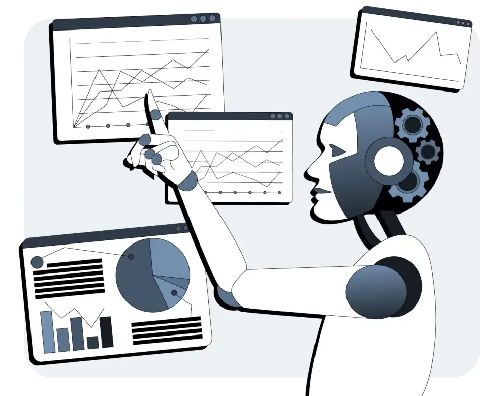 An illustration of robot answering surveys