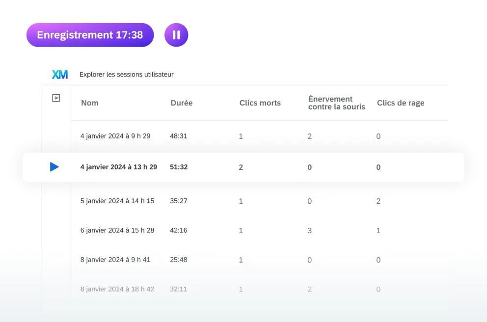 Aperçu d'une relecture de session.