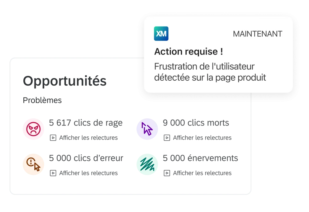 Opportunités d'amélioration de l'expérience numérique et actions.