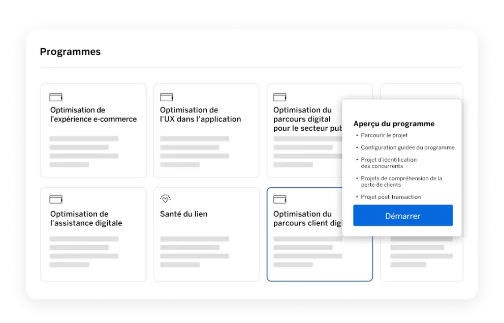 Aperçu des programmes pour les solutions numériques prédéfinies.