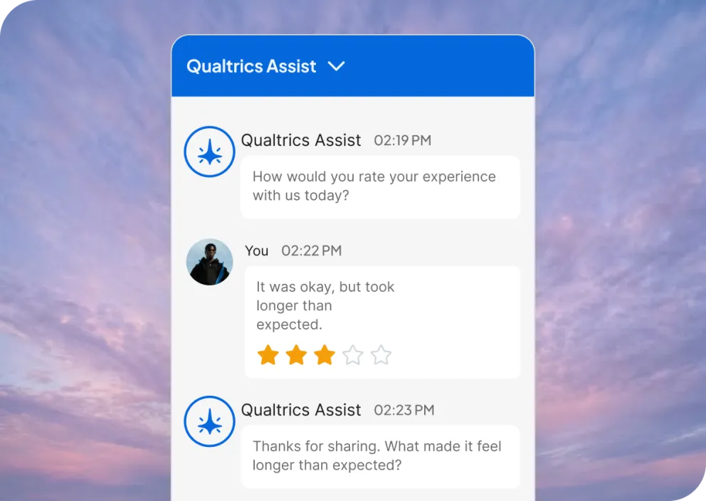 Qualtrics Assist chat dialogue