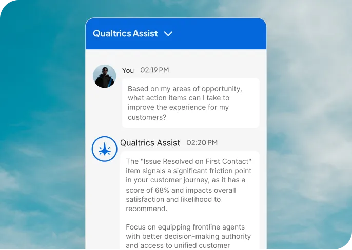 Qualtrics Assist chat dialogue