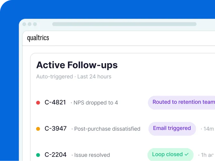 Closed loop follow-up widget