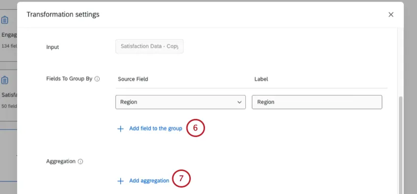adding more fields to either the fields to group by section or to the aggregation section below that